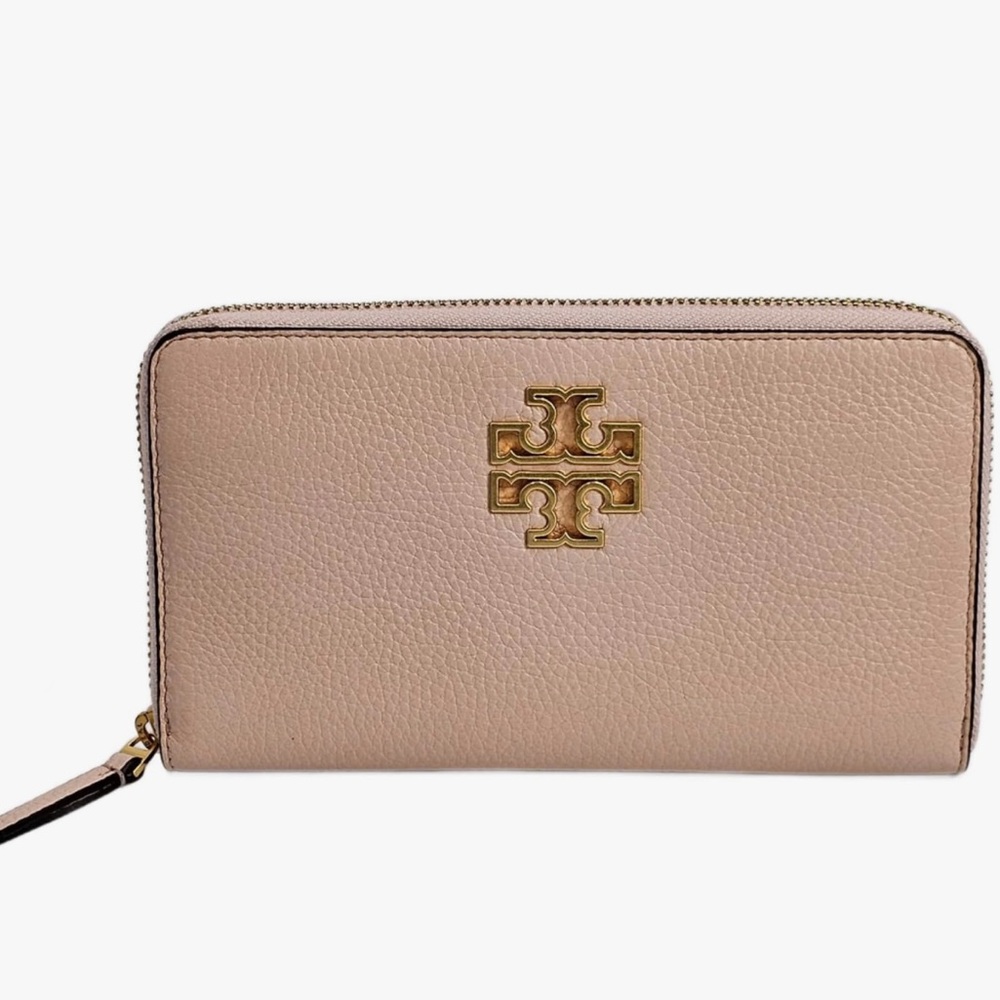 Tory Burch Gold Logo Beige Wallet